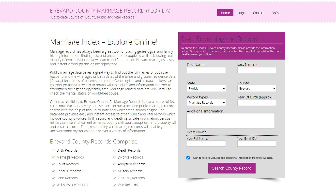 Public Marriage Records - Brevard County, Florida