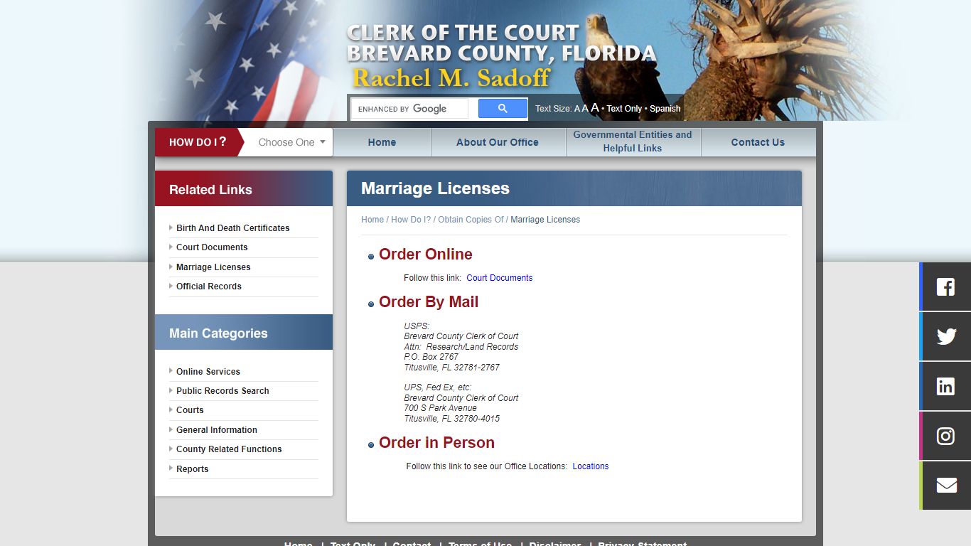 Marriage Licenses - Obtain Copies Of - Brevard County ...